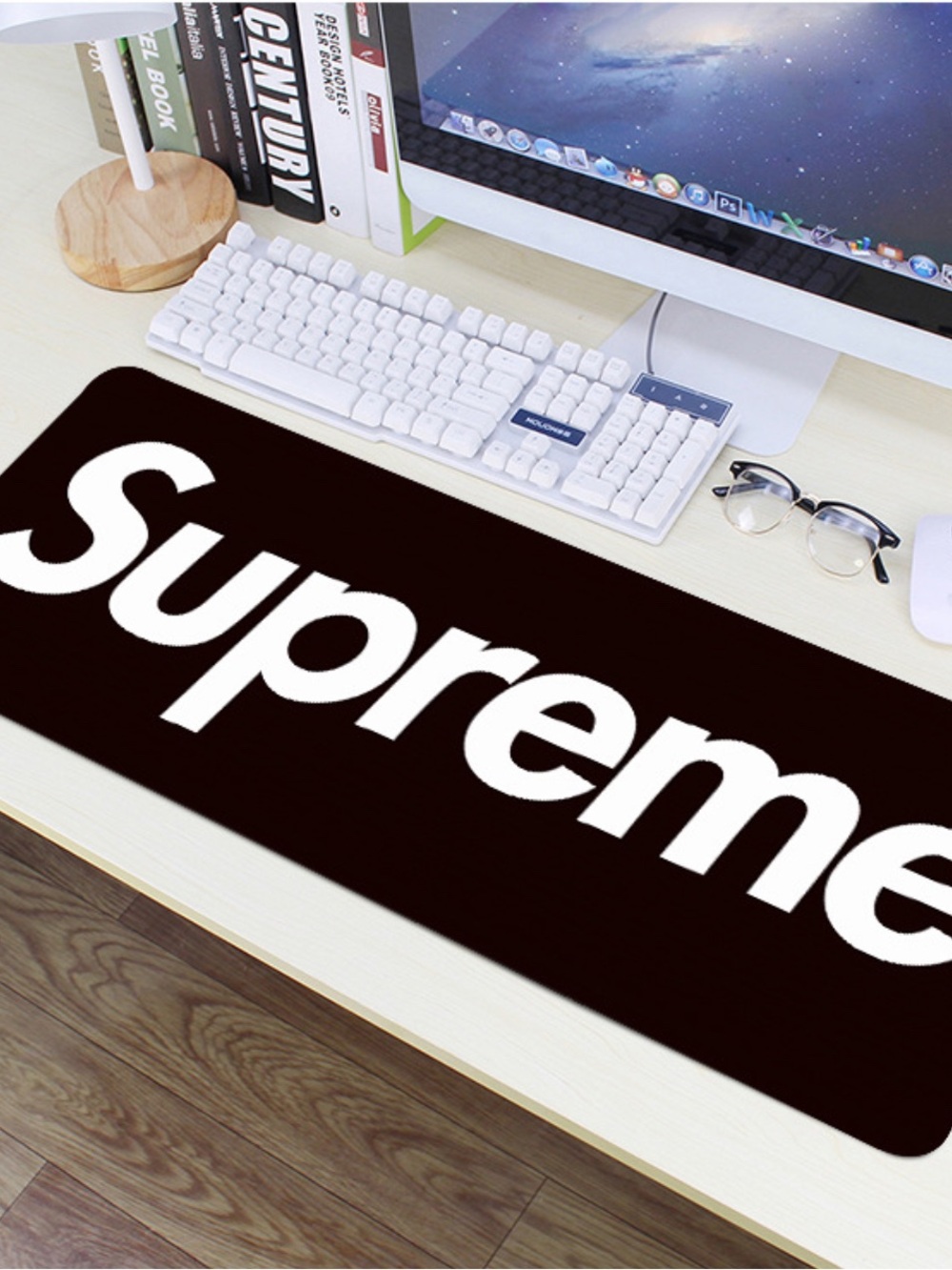 Supreme Black Desk Mat with White Logo